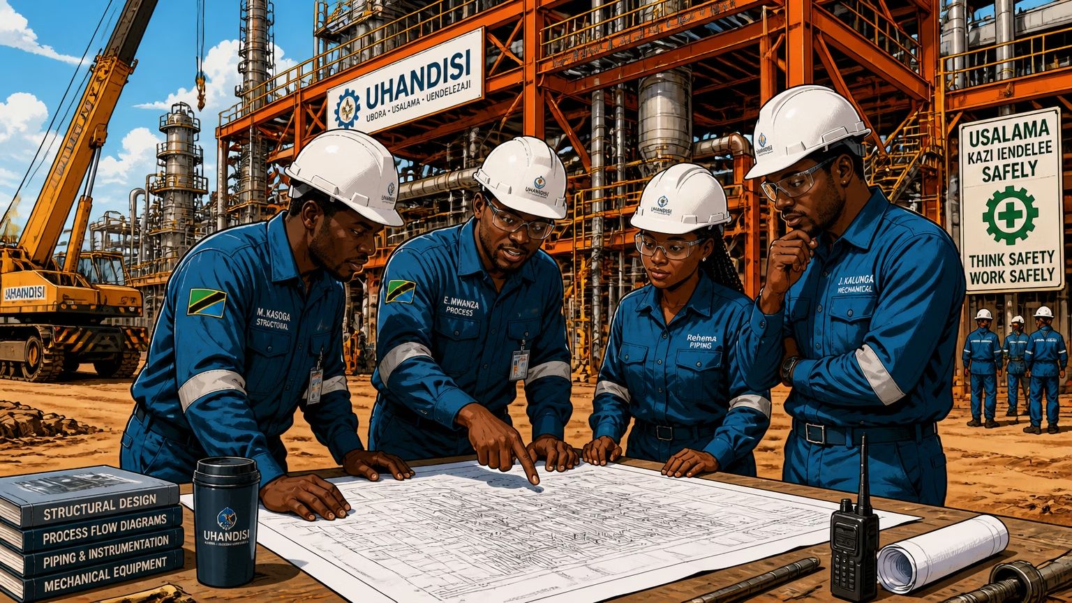 CSTL Engineers Reviewing Blueprint Drawings